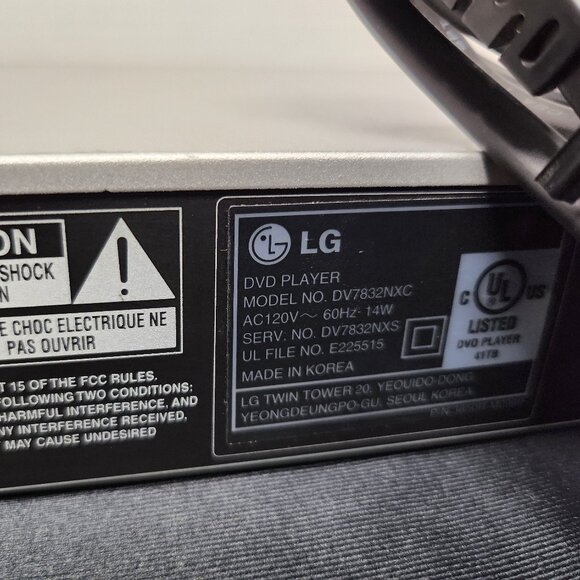 LG DVD PLAYER. Model No. DV7832NXC - Picture 7 of 11